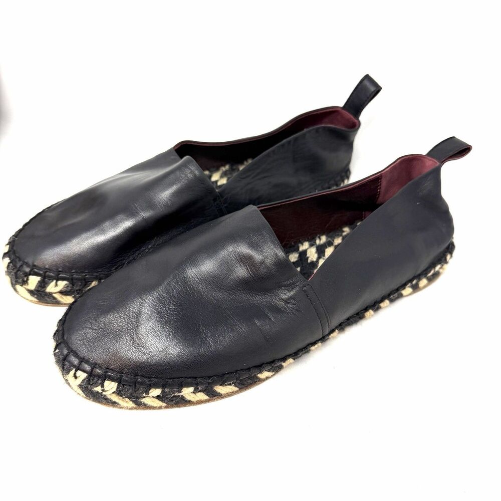 EUC Proenza Schouler Flat Black Leather Espadrille Size 40 US 9.5